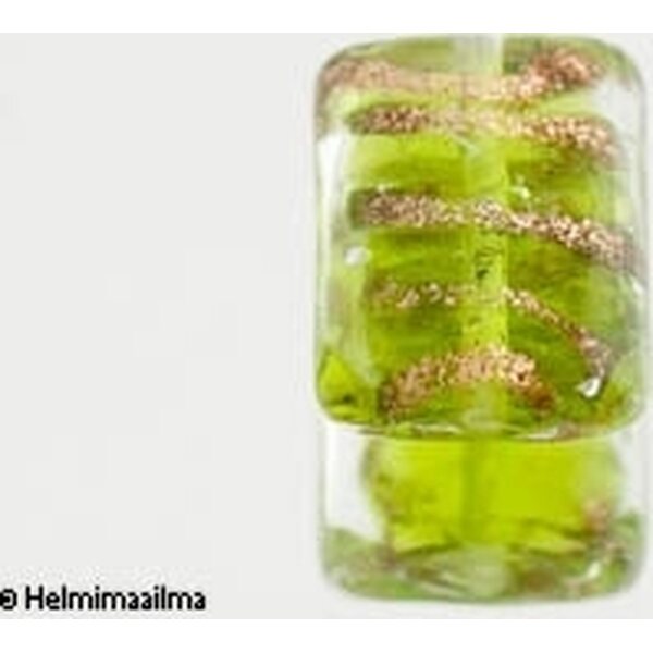 Lamppuhelmi litteä suorakulmio limenvihreä kultahimpuilla n. 15x20 mm, 1 kpl