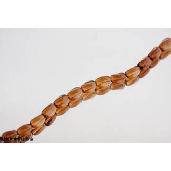 Lasihelmi twist ruskea n. 13x9 mm, 5 kpl