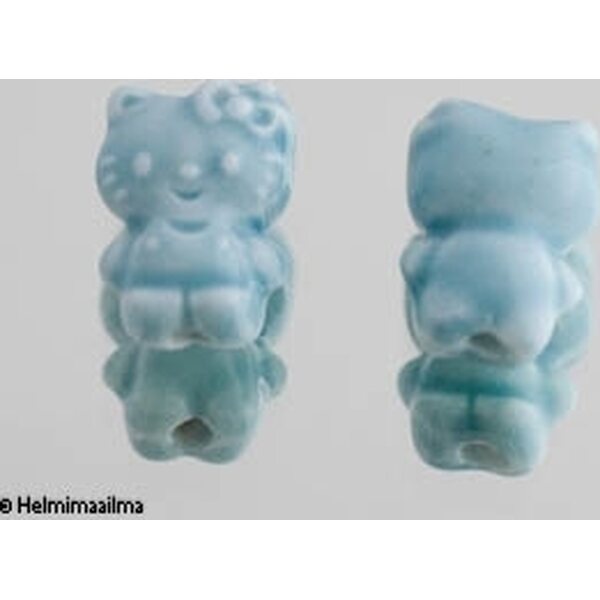 Posliinihelmi Hello Kitty vaaleansininen n. 19,7x14 mm, 1 kpl