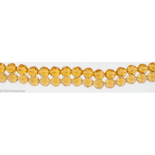Kristallihelmi särmikäs pyöreä 8 mm, meripihka, n. 31 cm nauha