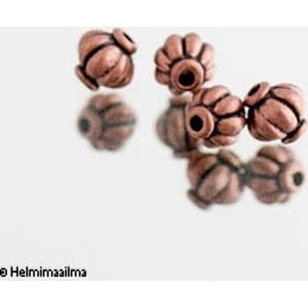 Metallihelmi kupari urakuvioitu n. 6 mm, 10 kpl