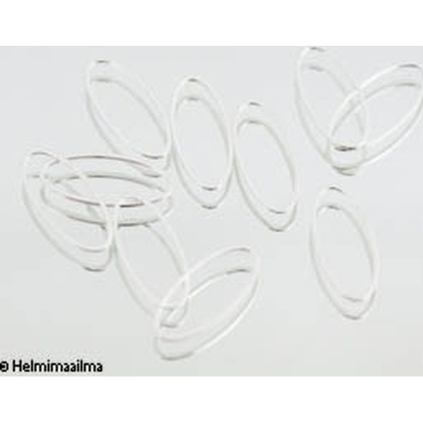 Rengas ovaali n. 25x11 mm, hopeanvärinen, 8 kpl