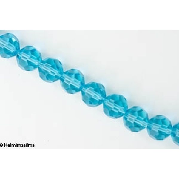 Kristallihelmi särmikäs pyöreä 12 mm, turkoosi, n. 34 cm nauha