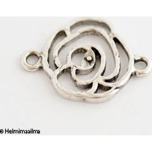 Korulinkki kukka antiikkihopea n. 27x20 mm, 4 kpl