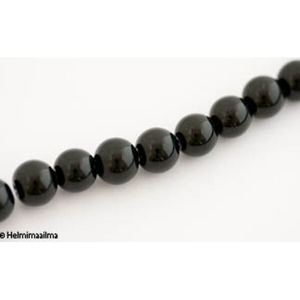 Lasihelmi pyöreä 8 mm musta, n. 31 cm nauha