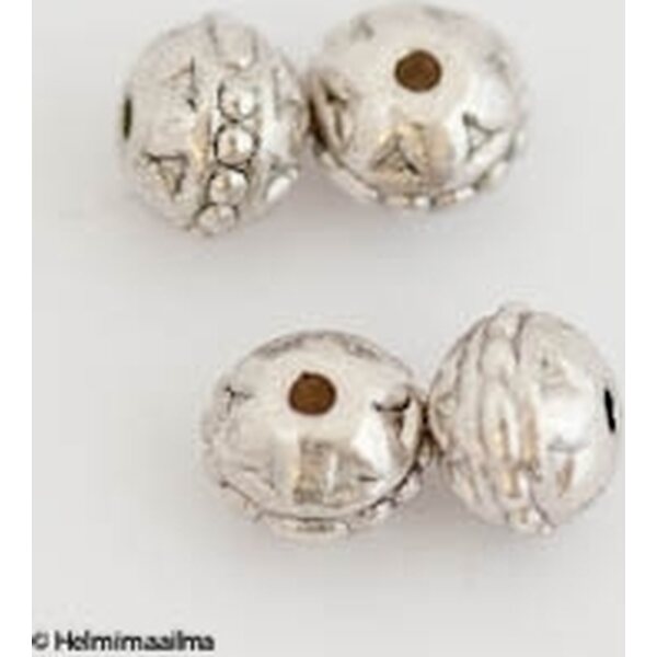 Metallihelmi abacus 6x8 mm antiikkihopea, 5 kpl