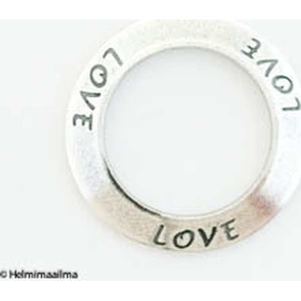 Trinity Brass "LOVE" rengas 23 mm antiikkihopeoitu, 1 kpl