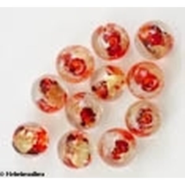 Kulta- ja hopeafoliohelmi pyöreä punainen 12 mm, 1 kpl