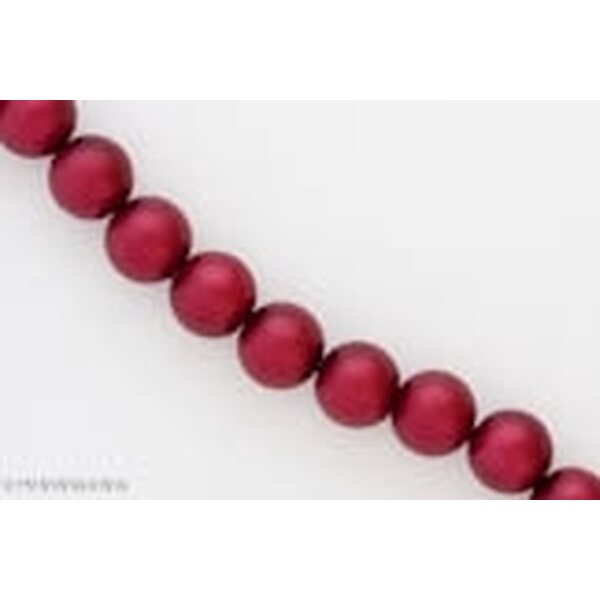 Lasihelmi mattapintainen pyöreä 12 mm, viininpunainen, n. 81 cm nauha