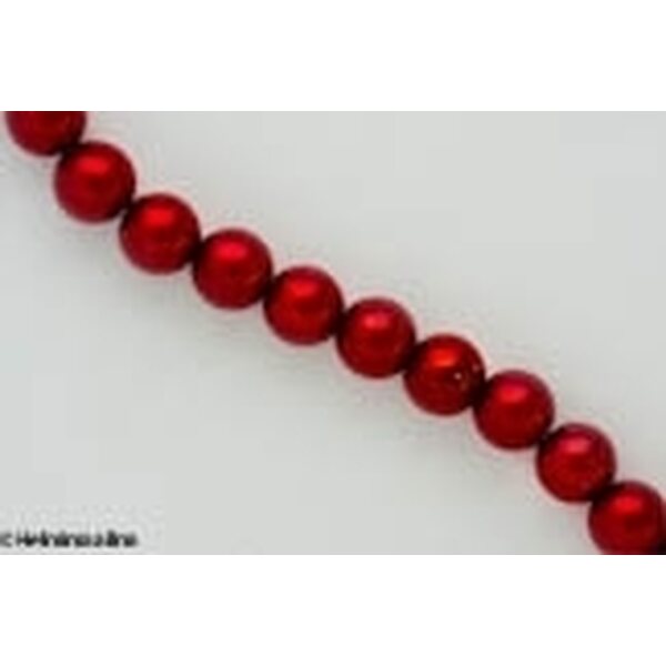 Helmiäislasihelmi pyöreä 10 mm, punainen, n. 81 cm nauha