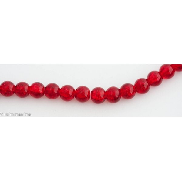 Särölasihelmi punainen pyöreä 8 mm, n. 81 cm nauha