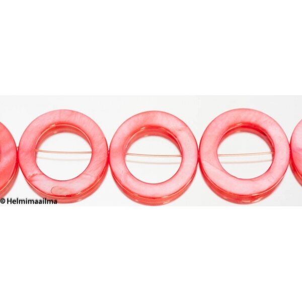 Simpukankuorihelmi pyöreä 30 mm korallinpunainen, 1 kpl