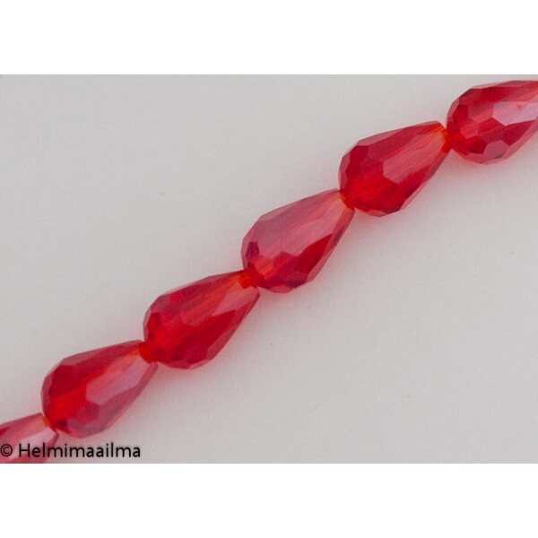 Fasettihiottu pisarahelmi punainen AB-päällystetty 11x8 mm, 2 kpl