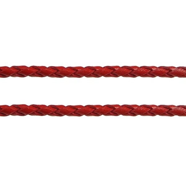 Nahkanyöri punottu punainen pyöreä 3 mm, 1 metri