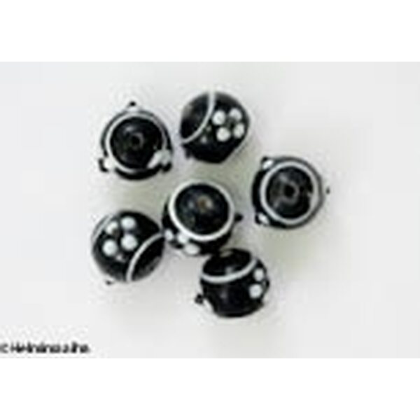 Lamppuhelmi kohokukkakuvio musta-valkoinen pyöreä 14 mm, 1 kpl