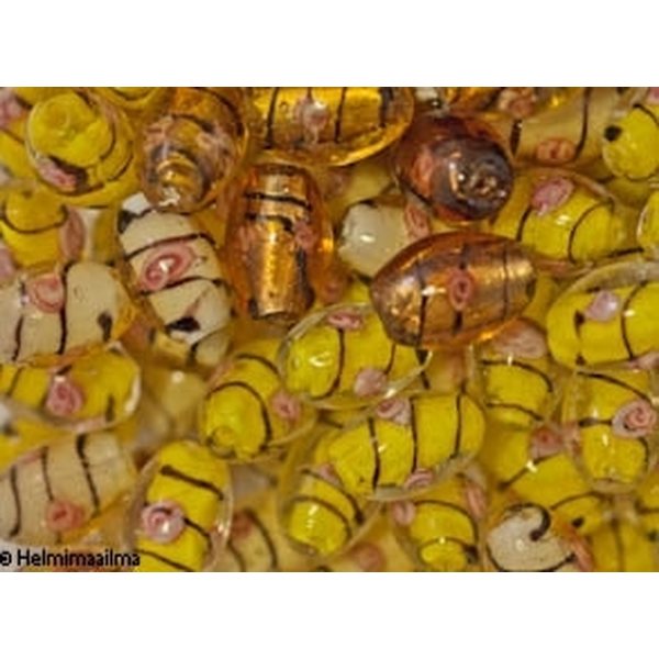 Lamppuhelmi ovaali kukalla 18x14 mm, kellertävät/kultaiset 5 kpl