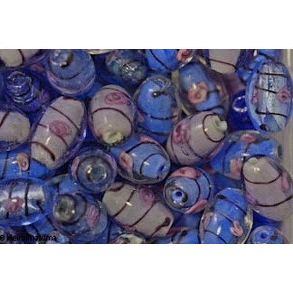 Lamppuhelmi ovaali kukalla 18x14 mm, siniset 5 kpl