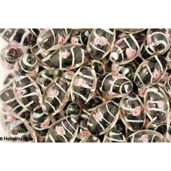 Lamppuhelmi ovaali kukalla 18x14 mm, musta 5 kpl
