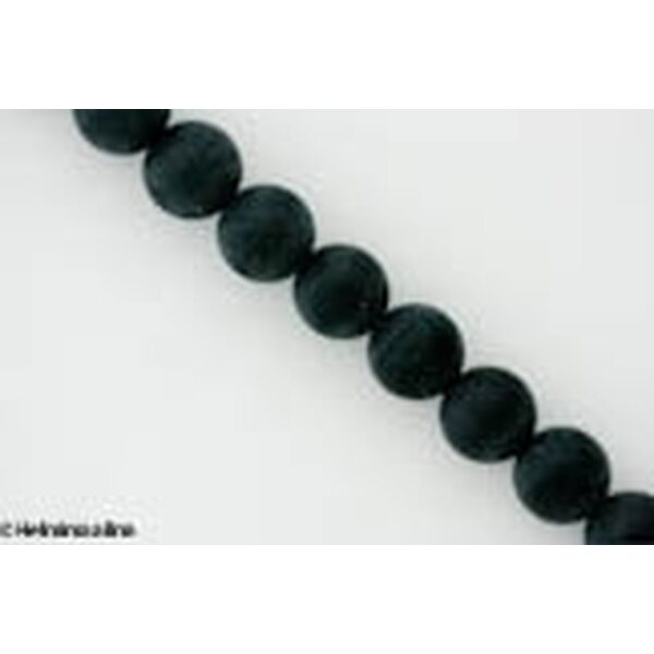 Lasihelmi huurre pyöreä 12 mm, musta, n. 33 cm nauha