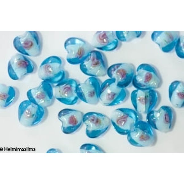 Hopeafoliosydän kukalla 12 mm, turkoosi, 1 kpl
