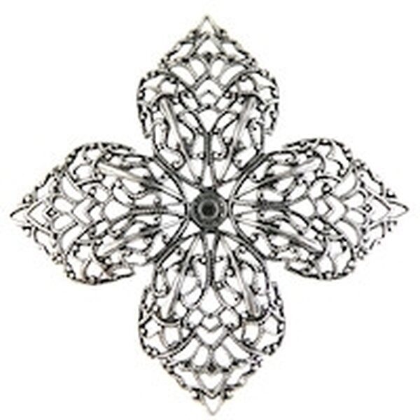 Trinity Brass Lily kukkafiligree 58x58 mm antiikkihopeoitu, 1 kpl