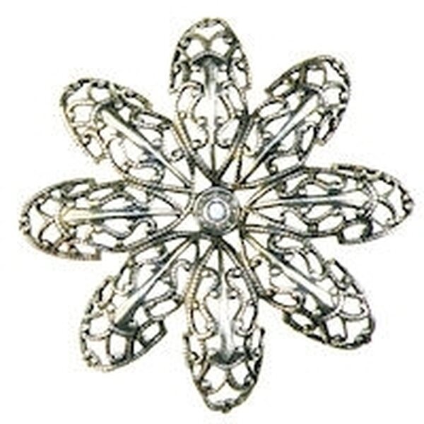 Trinity Brass Dahlia kukkafiligree 45 mm antiikkihopeoitu, 1 kpl