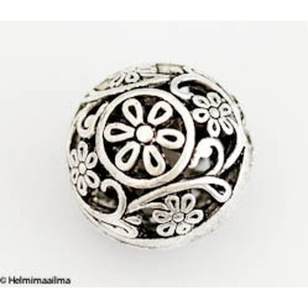 Metallihelmi kukkafiligree 17 mm, paksuus 14,5 mm, 1 kpl