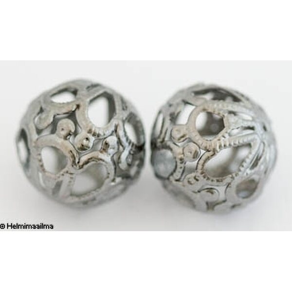 Metallihelmi filigree ontto pallo 20 mm musta, 1 kpl
