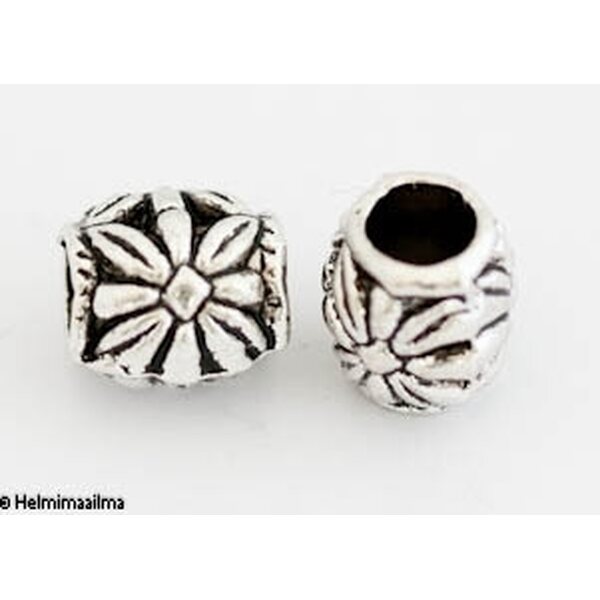 Pandora metallihelmi 10 x 10 x 9 mm kukilla antiikkihopea, 1 kpl