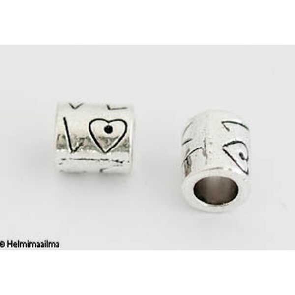 Pandora metallihelmi "LOVE" 9 x 8 mm antiikkihopea, 1 kpl