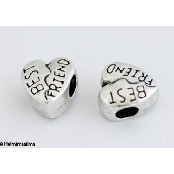 Pandora metallihelmi sydän "BEST FRIEND" 11 x 7 mm, 1 kpl