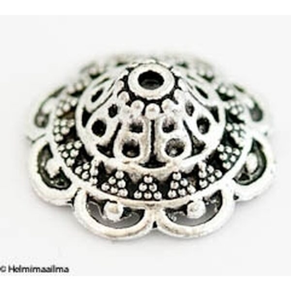 Helmihattu filigree 18 x 8 mm antiikkihopea, 4 kpl