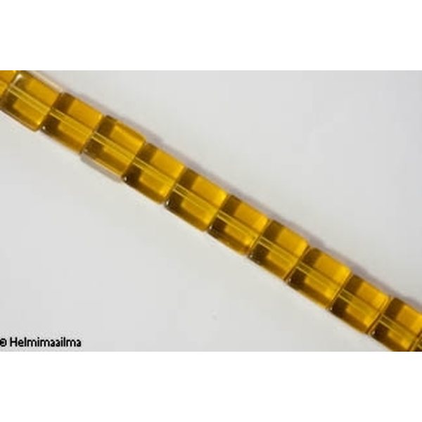Kristallihelmi kuutio 10 mm, kellertävä, n. 33 cm nauha