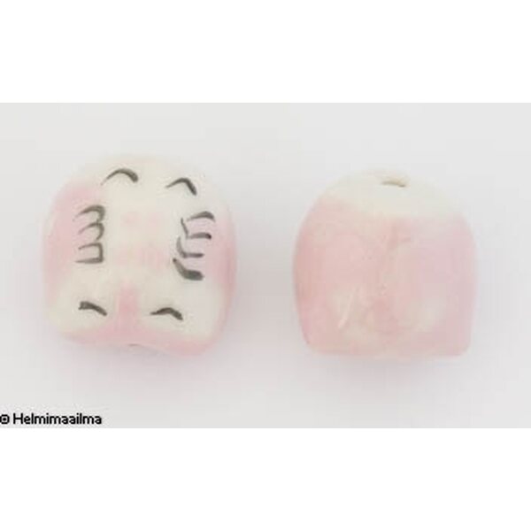 Posliinihelmi pöllö vaaleanpunainen 14 x 16 mm, 1 kpl