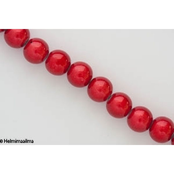 "Miracle" lasihelmi röd pyöreä 12 mm, ca 80 cm nauha