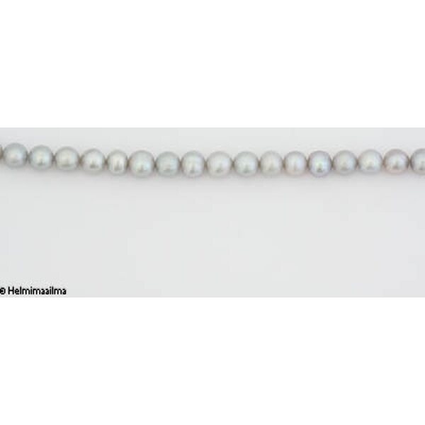 Makeanvedenhelmi harmaa pyöreähkö 6 mm,  n. 38 cm nauha