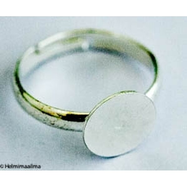Sormuspohja liimattava 8 mm pohja, säädettävä koko platinan värinen, LASTEN KOKO, 1 kpl