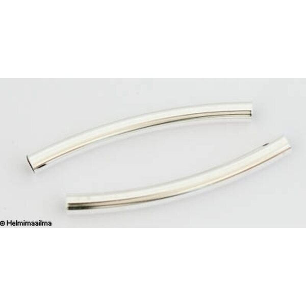 Metallihelmi putki hiukan kaareva 41 x 4 mm hopeanvärinen, 5 kpl