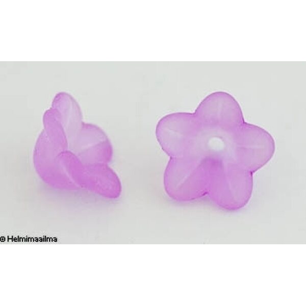 Akryylihelmi kukka huurrettu violetti n. 13 x 6 mm, 20 kpl