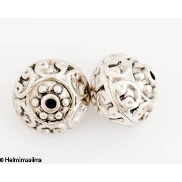Metallihelmi abakus 13 x 11,5 mm antiikkihopea, 2 kpl