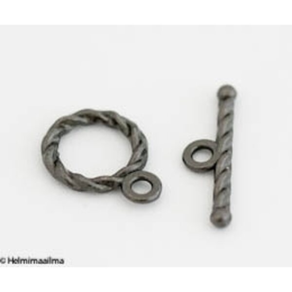 Salpalukko kierteinen pyöreä 11 mm, salpa 11 mm musta, 2 paria