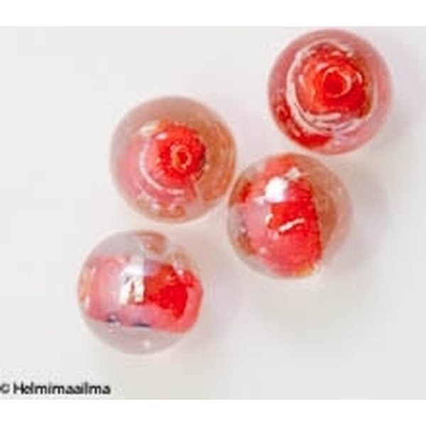 Hopeafoliohelmi pyöreä 16 mm AB-päällystetty, punainen, 1 kpl