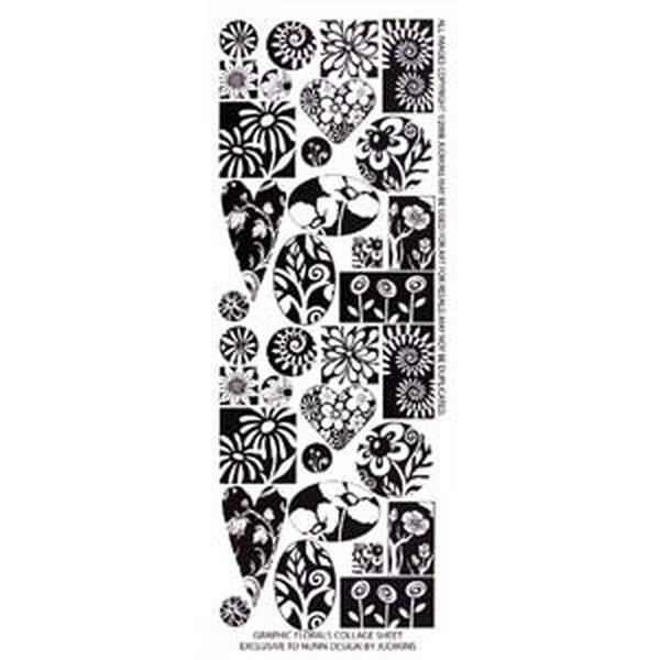 Paperikuvat / Collage sheet Mustavalkoiset kukat, 1 arkki 10,5 x 28 cm