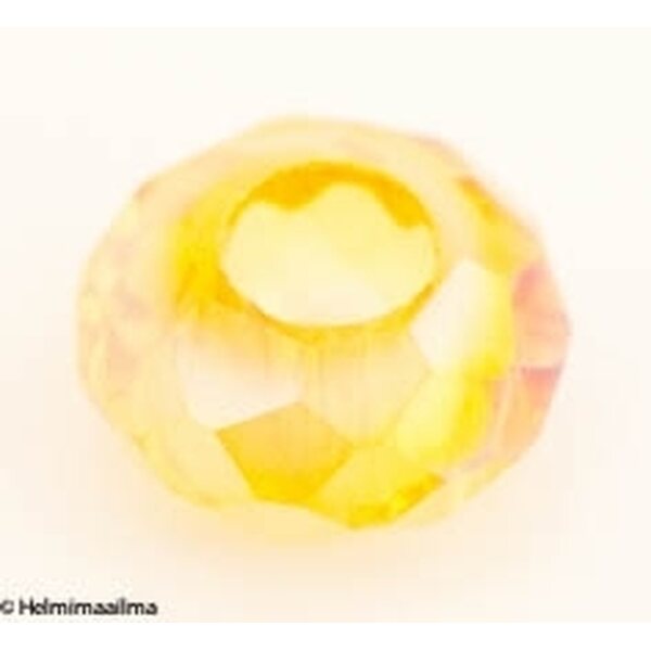 Pandora särmikäs lasihelmi 14 x 8 mm tummankeltainen AB päällystetty, 1 kpl