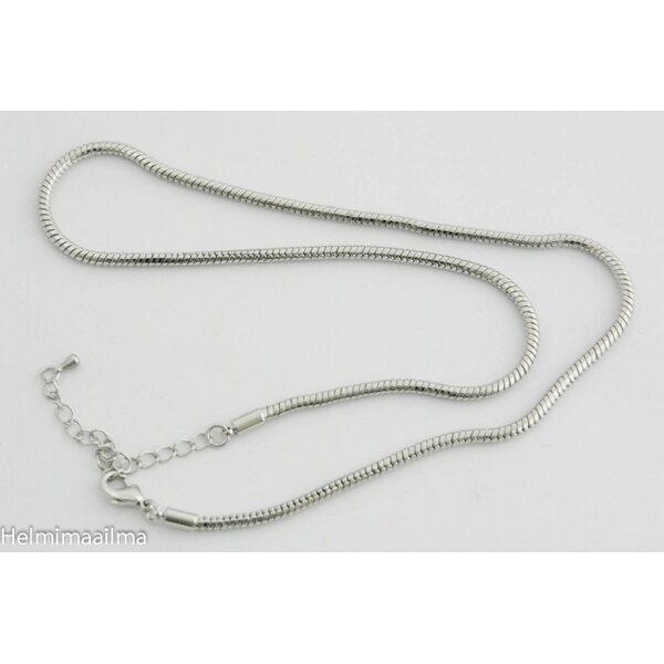 Pandora kaulaketju platinanvärinen 3 mm paksu 45 cm pitkä 6 cm säätöketjulla, 1 kpl