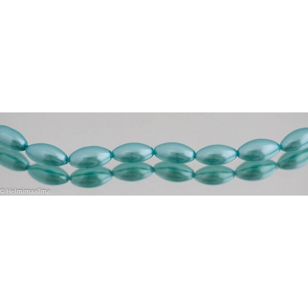 Helmiäislasihelmi riisi turkoosi 16 x 8 mm, n. 81 cm nauha