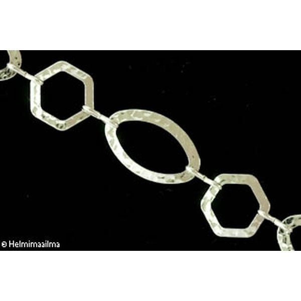 Suurilenkkinen ketju, 28x18x0.5mm,18x17x0.5mm hopeoitu, 1 metri