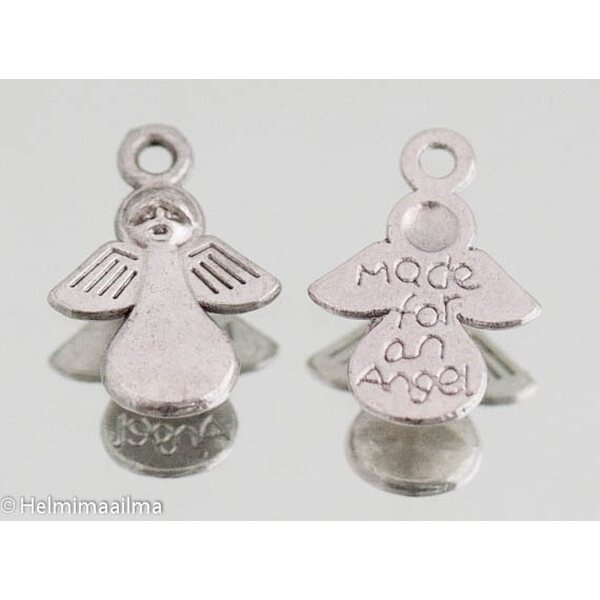 Riipus tiibetinhopeinen enkeli "Made for an angel" antiikkihopea 17,5 x 13 mm, 8 kpl