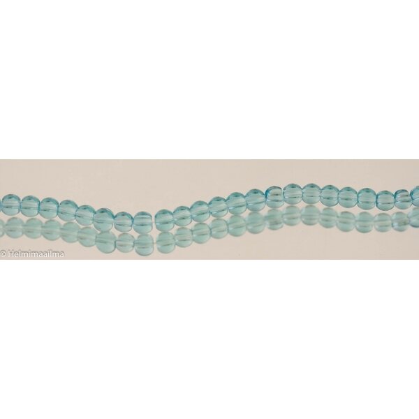 Lasihelmi pyöreä 6 mm turkoosi/ sininen, n.28 cm nauha