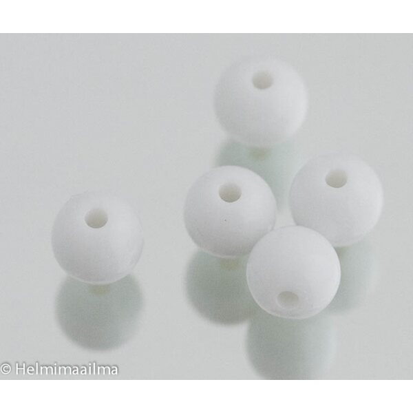Akryylihelmi opaali valkoinen pyöreä 12 mm, 15 kpl